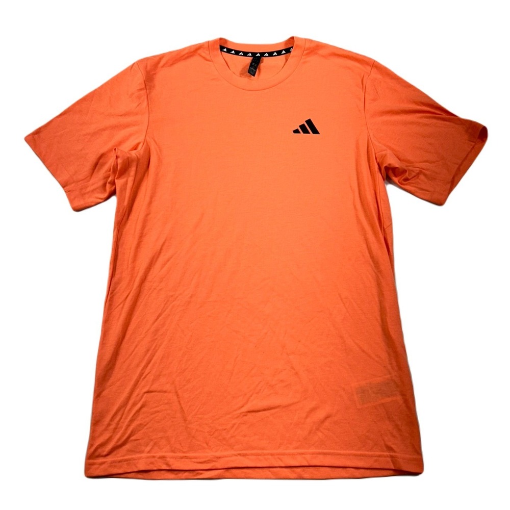 Adidas Logo T-Shirt Mens Small Orange‎ Athletic Performance NEW